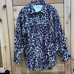 BiBi Leopard Print Utility Jacket - Black and Tan
